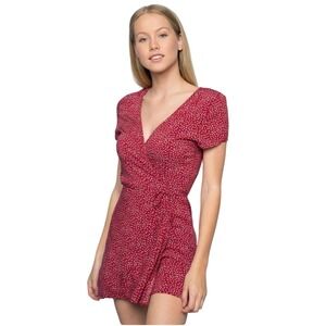 Brandy Melville Red Floral Robbie Wrap Dress Cottagecore Flowy Y2K Summer Casual
